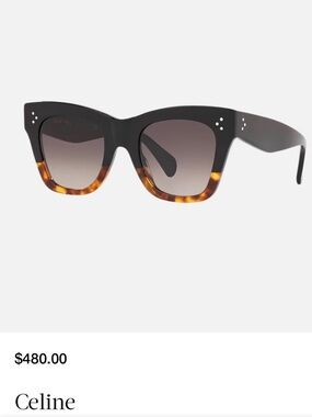 Celine Black and Tortoiseshell Square Sunglasses